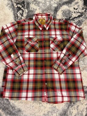 Dixxon Flannel Co The Borland Men’s 4X Red Plaid Long Sleeve Button Up Shirt 4XL